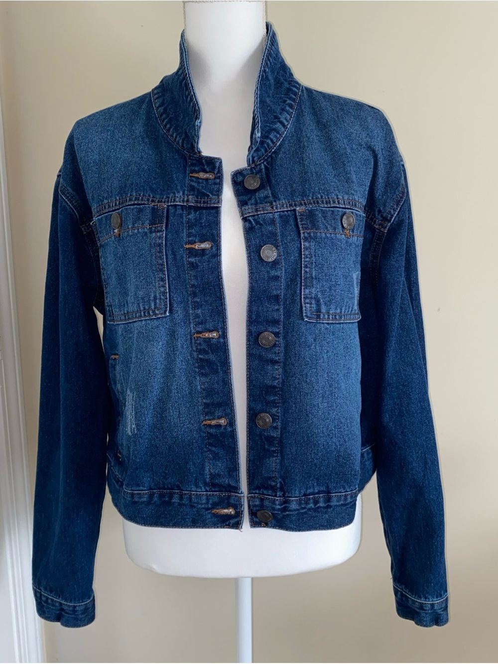 Wax Jean Dark Blue Denim Jacket with Chest Pockets